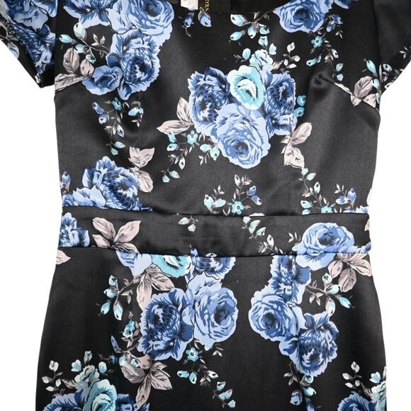 Pinup Girl Clothing by Laura Byrnes Blue Rose Satin Dress Womens M - Picture 5 of 9